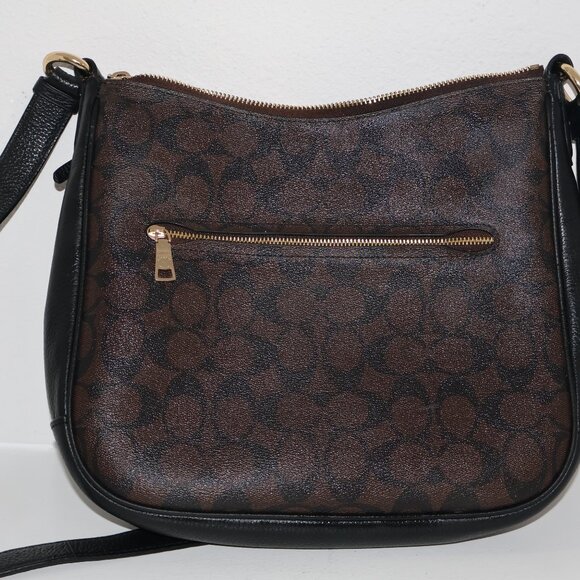 Coach Ellie Dark Brown Black Signature Canvas Crossbody Shoulder Bag - Picture 12 of 16